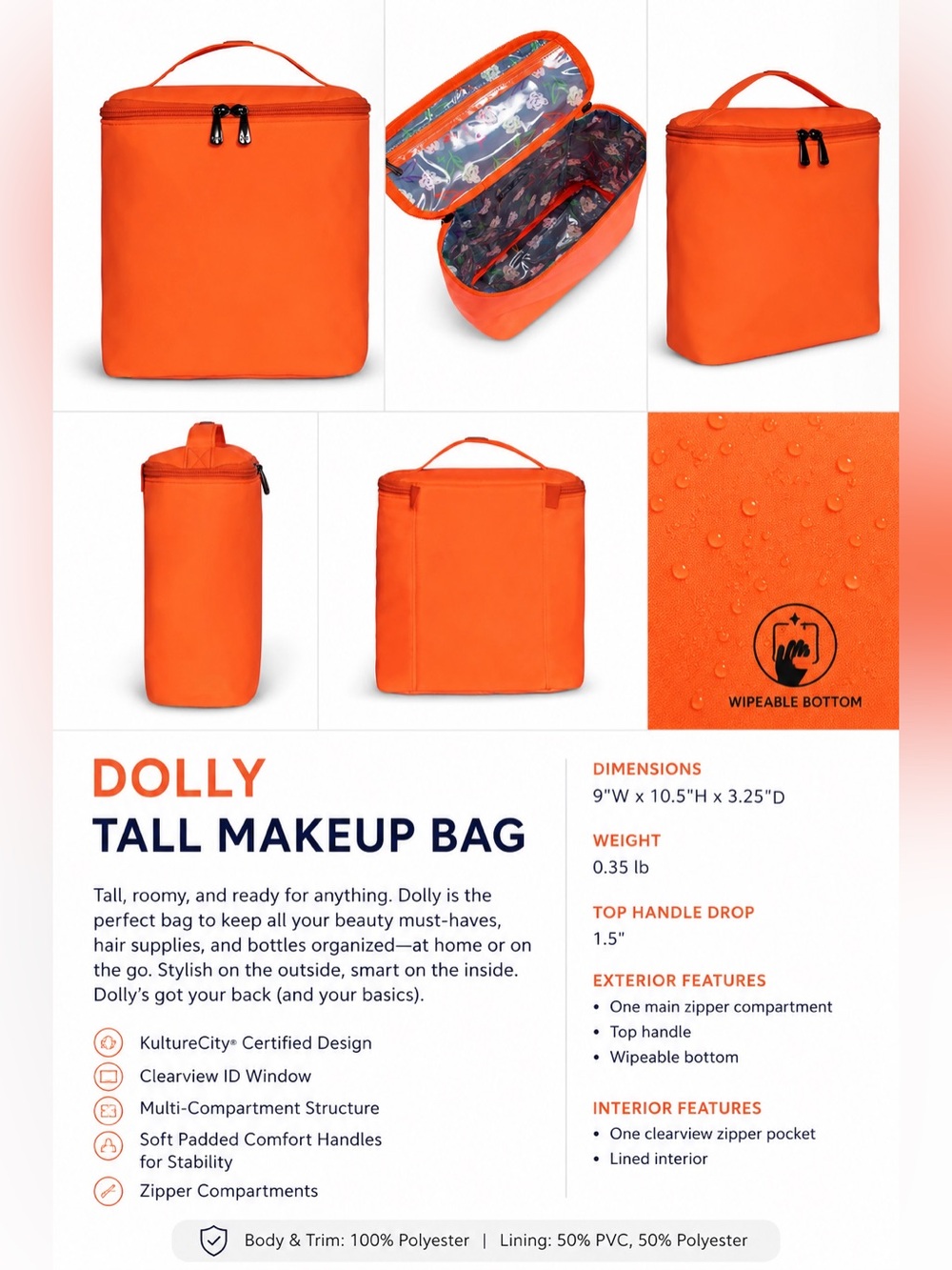 LUG Dolly Tall 🔥 Cosmetic Case - Coral NWT
